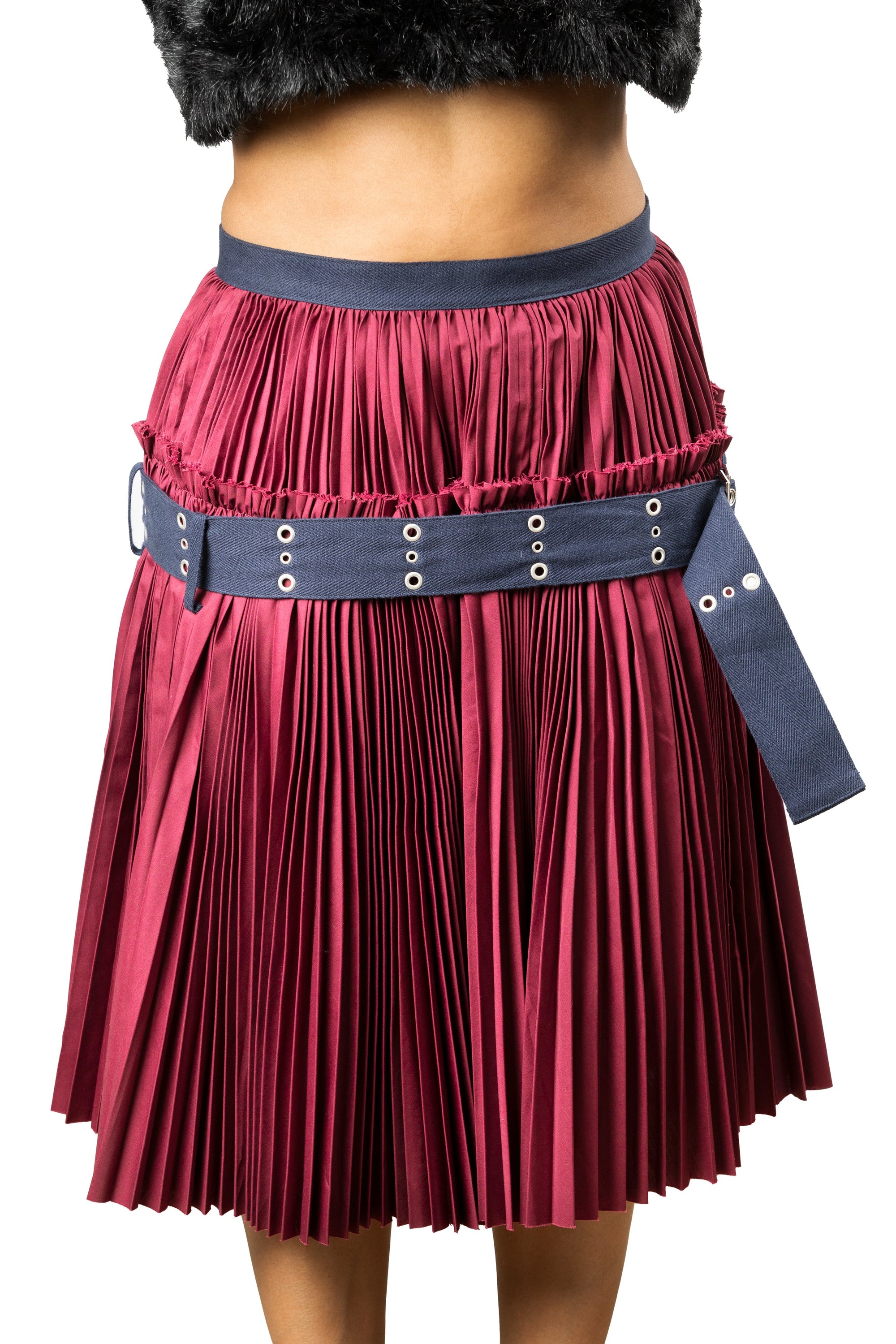 Pleated belted sacai skirt