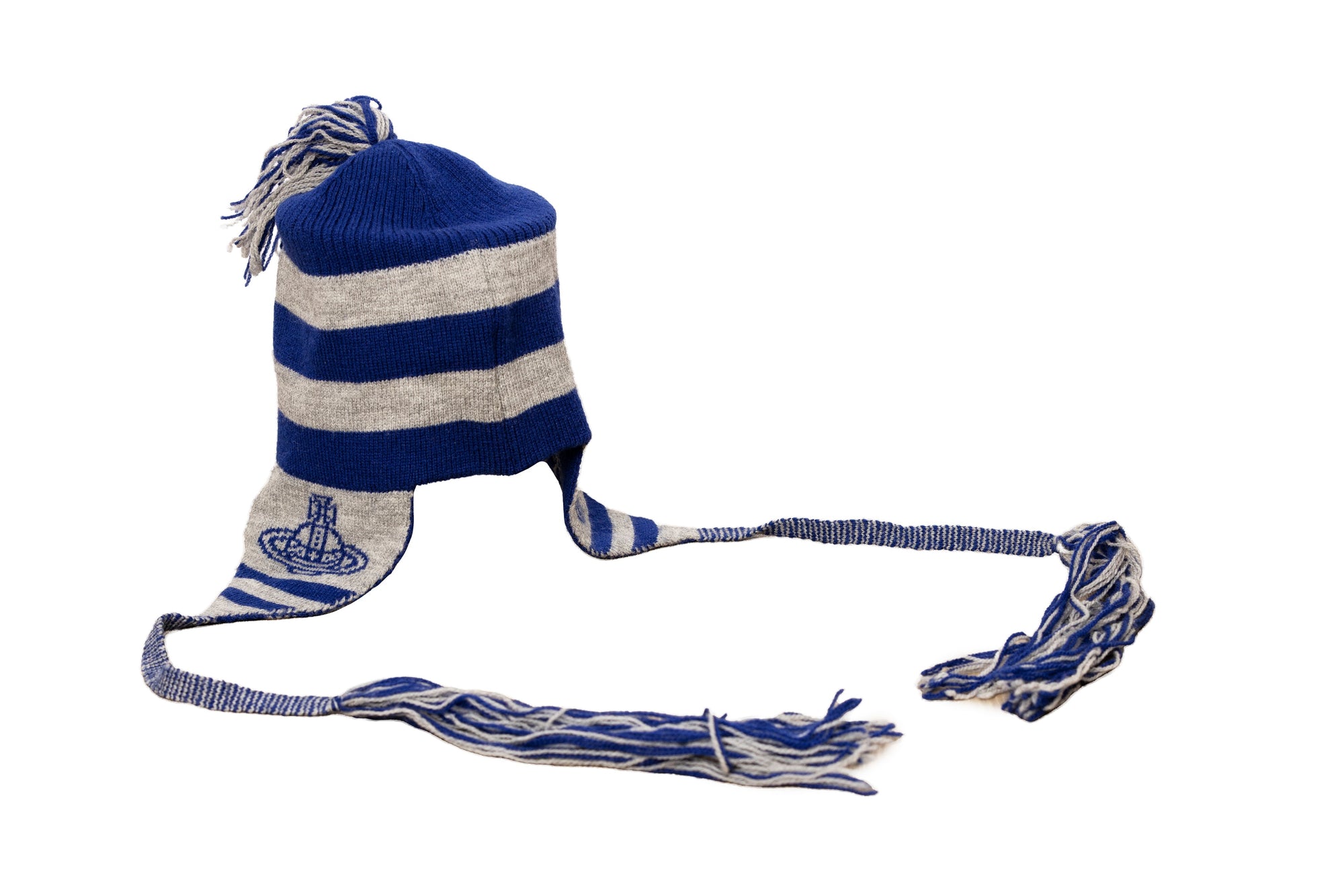 Wool beanie in blue and grey colours